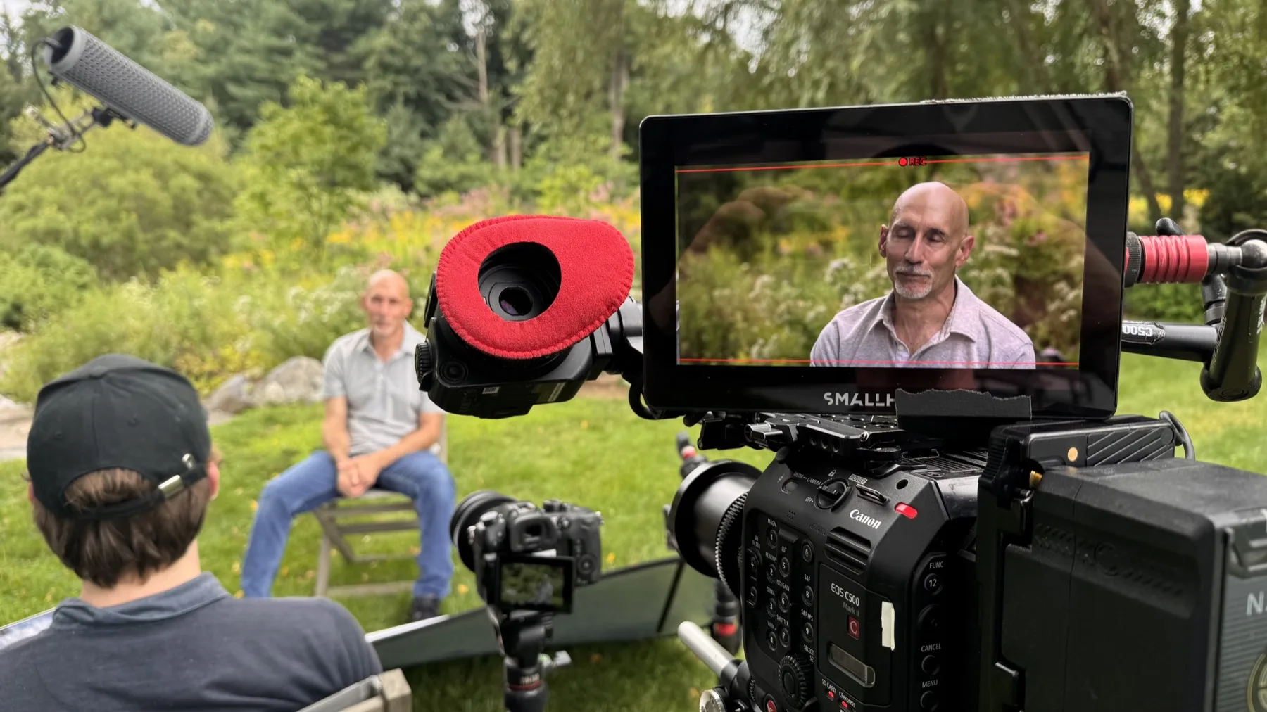Steve Zatz being interviewed on his property